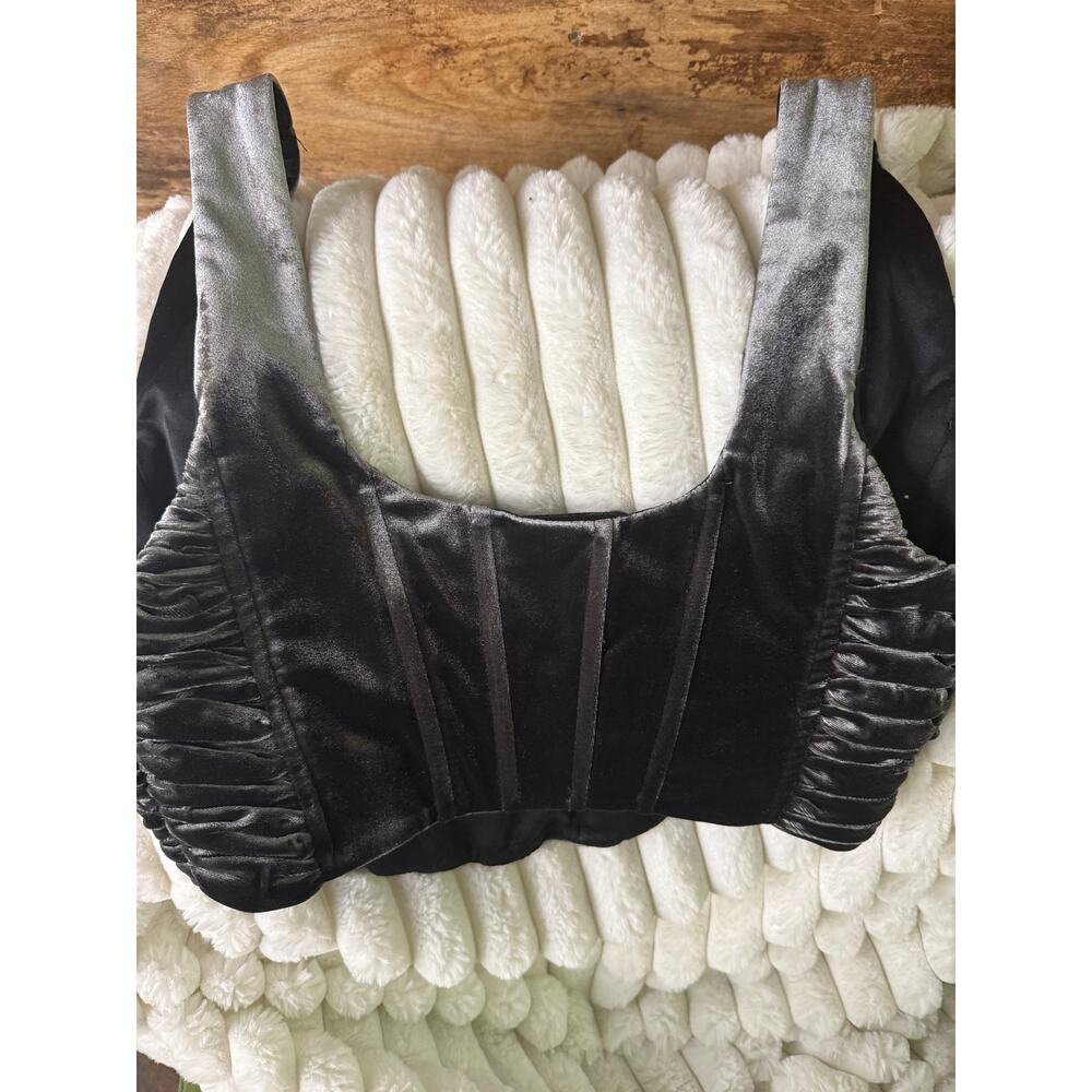 ZARA Velvet Gray Corset Crop Top